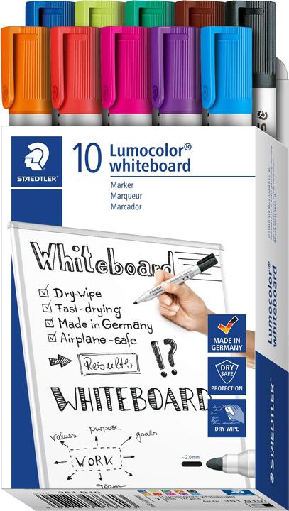 Staedtler Marcatore per lavagna bianca Lumocolor 351 (Multi colore, 2 mm, 10 x)