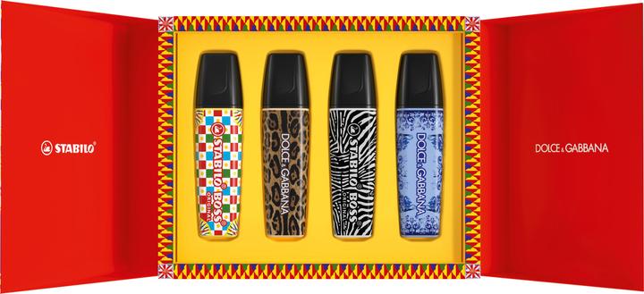 Produktbild STABILO Boss Original x Dolce & Gabbana Box (Schwarz, Wolkenblau, Beige, Pastellgelb, 5 mm, 4 x)