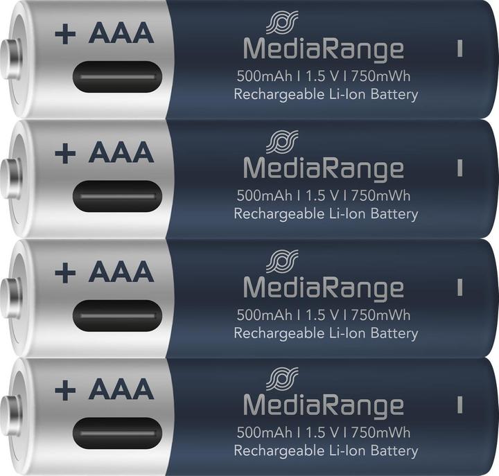 Produktbild MediaRange Rechargeable USB-C (4 Stk., AAA, 500 mAh)