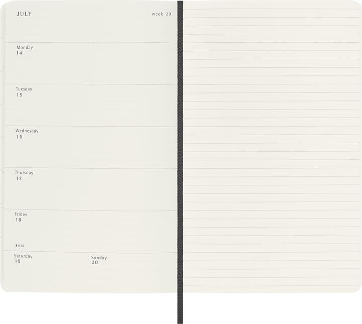 Productafbeelding Moleskine 12 maanden weekkalender 2025, Groot/A5, 1 week = 1 pagina, rechts gelinieerd (A5, Engels)