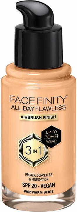 Produktbild Max Factor Facefinity 3-in-1 All Day Flawless Liquid Foundation SPF 20 62 Warm Beige 30ml (62 Warm Beige)