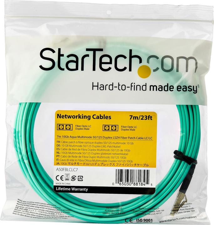 Image du produit StarTech .com 7m OM3 LC to LC Multimode Duplex Fiber Optic Patch Cable (CAT7, 7 m)