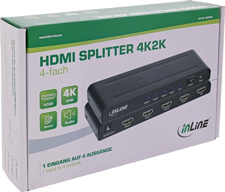 Produktbild InLine HDMI Splitter/Verteiler, 4-fach, 4K2K@60Hz kompatibel