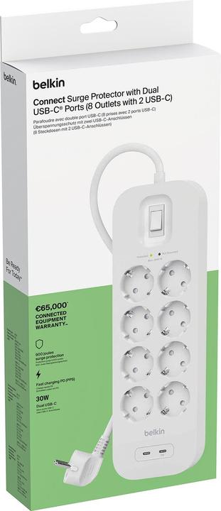 Actual product image Belkin Surgemaster surge protection (8 x, BS 1363, 2 m)