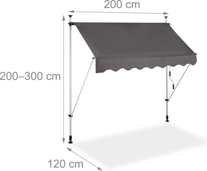 Actual product image Relaxdays Telescopic Balcony Awning (2 m)