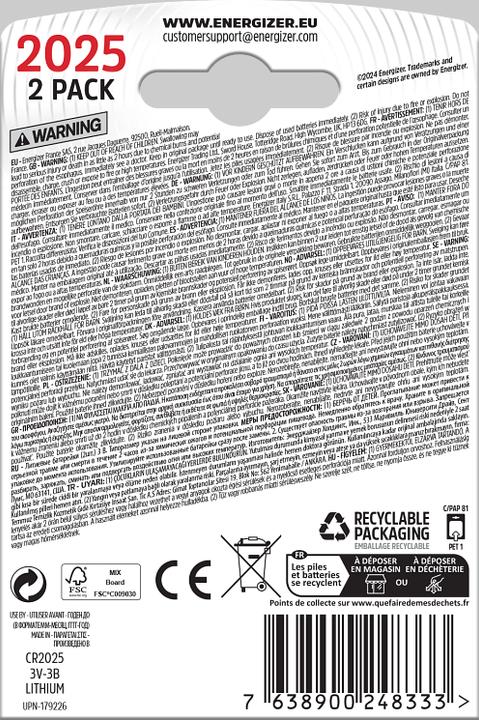 Produktbild Energizer 2025 Lithium (2 Stk., CR2025, 165 mAh)