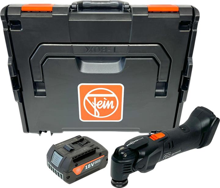 senza batteria, senza caricatore, 1x L-BOXX 136, 1x Multimaster Fein a batteria AMM 500 Plus AS utensile multifunzione 18 V, 1x Fein GBA 18V 4.0 Ah AS batteria ricaricabile AMP-Share by BOSCH