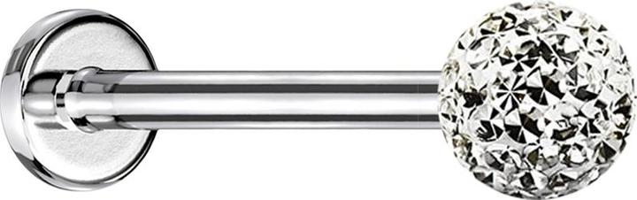 Actual product image Star Piercing Micro Labret silver with crystal ball silver and epoxy protective layer (without brass, Surgical steel 316L)