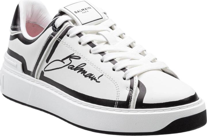 Actual product image Balmain b-court calf leather sneakers color black and white (37)