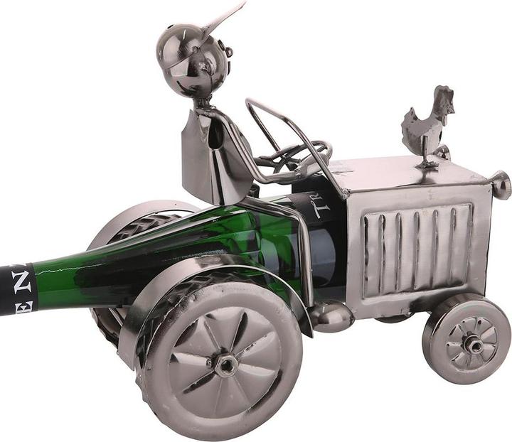 Actual product image Gilde Metal tractor wine bottle neck.