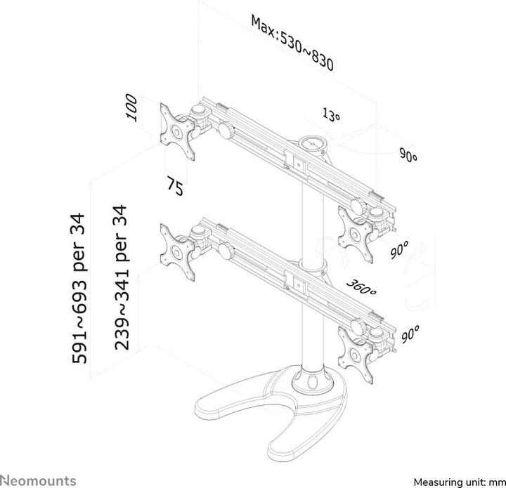 Produktbild Neomounts Fpma-D700dd4 (Tisch, 30")