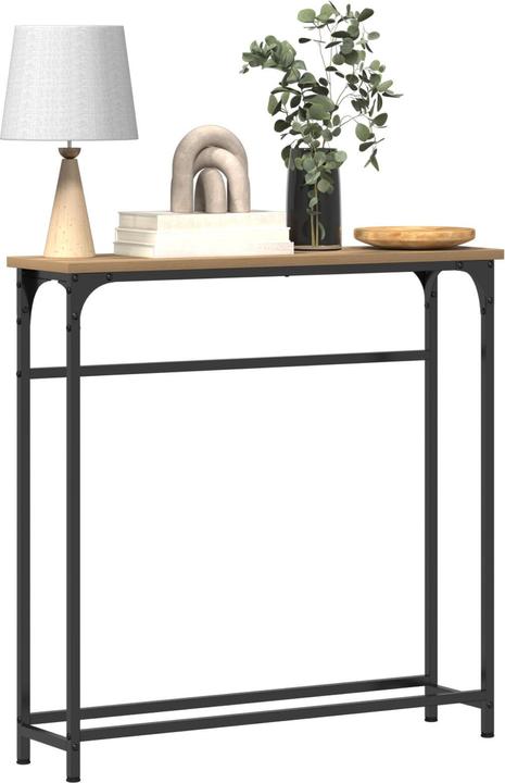 Actual product image VidaXL Artisan oak console table 75x19.5x75 cm made of wood-based material and steel