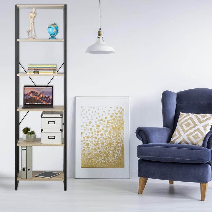 Actual product image Relaxdays Bookcase Industrial With 6 Shelves (50 x 35 x 180 cm)