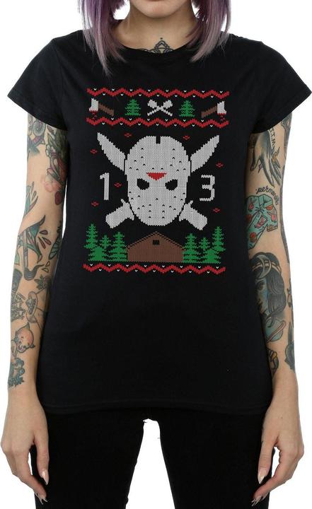 Actual product image Absolute Cult Womens/Ladies Christmas Fair Isle Cotton T-Shirt (XL)