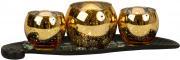 IKO Set portacandele in vetro con pietre decorative in