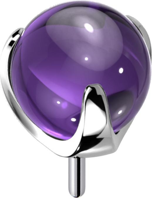 Star Piercing Threadless Glaskugel violett gefasst (ohne Messing, Glas, Titan G23)