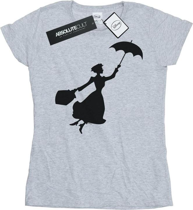 Actual product image Disney Womens/Ladies Mary Poppins Flying Silhouette Cotton T-Shirt (XXL)