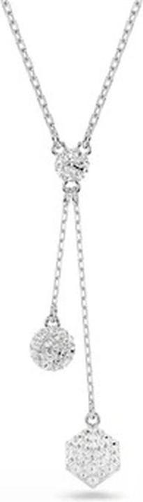 Swarovski Dextera Y Halskette Rundschliff Kugel und Würfel Weiss (Swarovski Metall)
