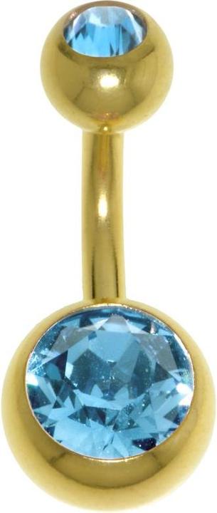 Produktbild Bijouteria Bauchpiercing (PVD Beschichtung (goldfarbig), Chirurgenstahl 316L, Premium Kristall)