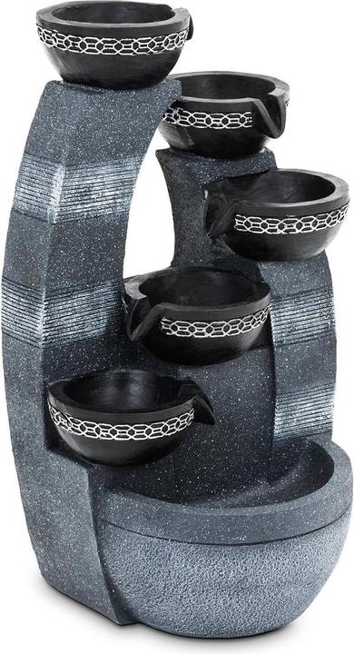 Uniprodo Gartenbrunnen 5 Schalen auf Mauerensemble LED-Beleuchtung 12 W Wasserspiel