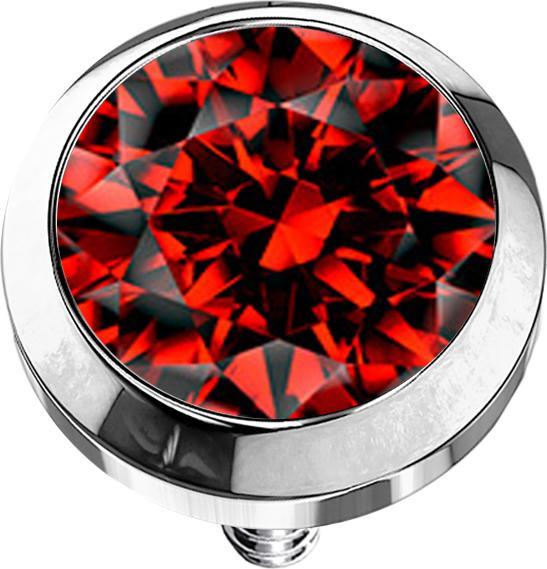 Actual product image Star Piercing Dermal Anchor silver with crystal red (Surgical steel 316L)