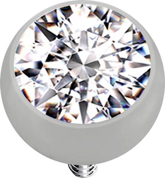 Star Piercing Dermal Anchor Kugel silber mit Kristall silber (ohne Messing, Titan G23)