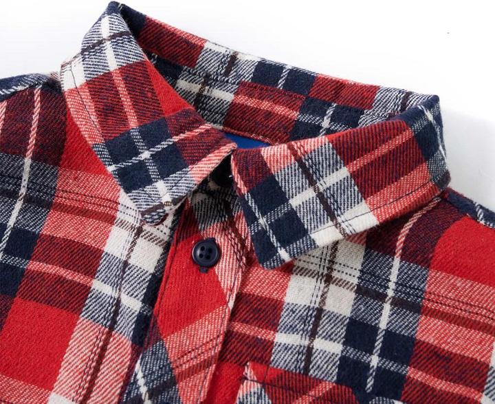 Immagine prodotto VidaXL Camicia da bambino con motivo a quadri rosso e blu navy 116,Materiale: 100 (116)