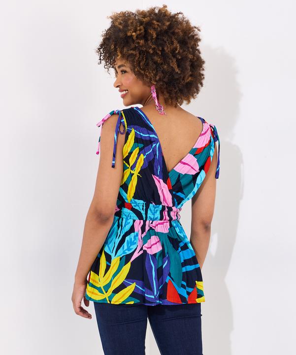 Actual product image Joe Browns Tropical Print V-Neck Tie Shoulder Top (12)