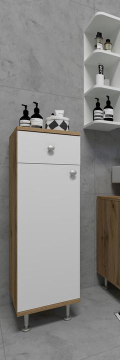 Produktbild VCM Holz Badmöbel Midischrank Badregal Badschrank Badezimmer Schublade Regal Nilosi (30 x 30 x 95 cm)