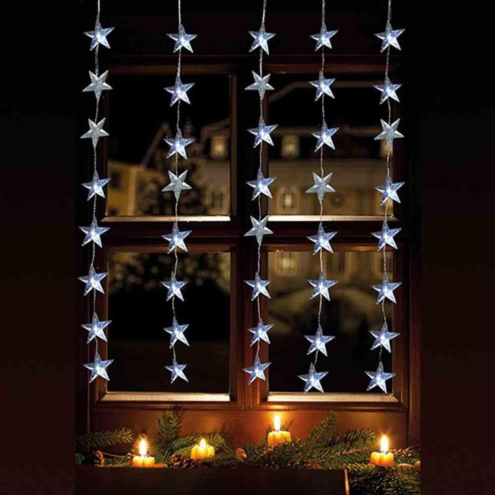 Immagine prodotto FHS Tenda luminosa a LED stella 40LED bianco freddo IP 44 adattatore esterno 1x1,2xm trasparente (0.26 m)