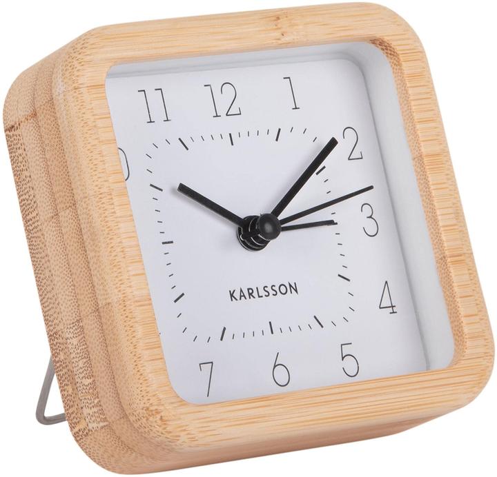 Karlsson Klassischer Wecker Neat Square Bambus / Weiss