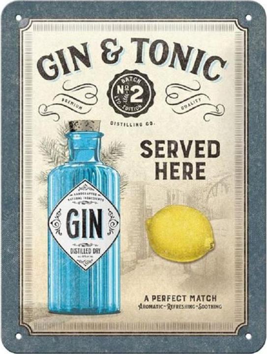 Image du produit Nostalgic-Art Merchandising Gin & Tonic Served Here (15 x 20 cm)