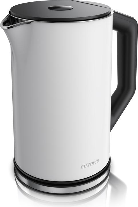 Produktbild Arendo Edelstahl Wasserkocher 1,5 l 2200 W, Doppelwand, Temperaturwahl 40 - 100°C mit Anzeige, weiss matt (1.50 l)