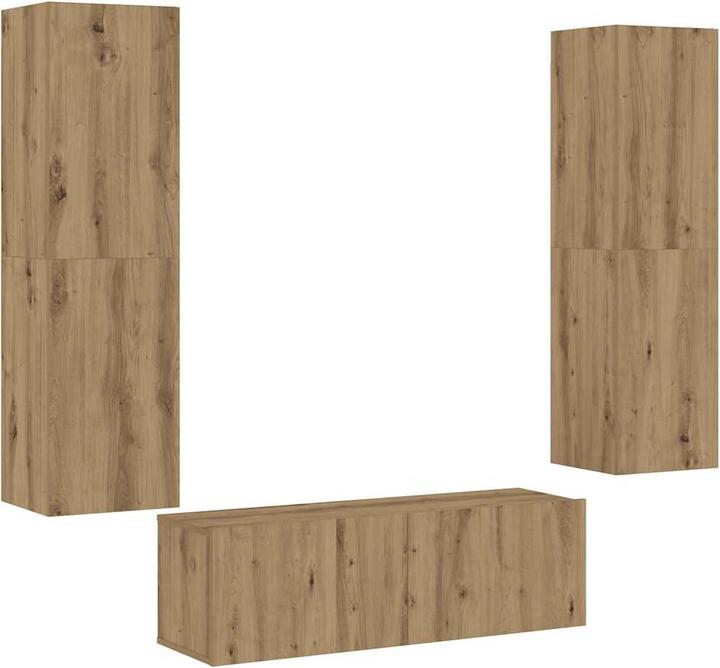 Produktbild VidaXL TV-Wandschränke 3 Stk. Artisan-Eiche Holzwerkstoff HiFi-Schrank (100 x 30 x 30 cm)