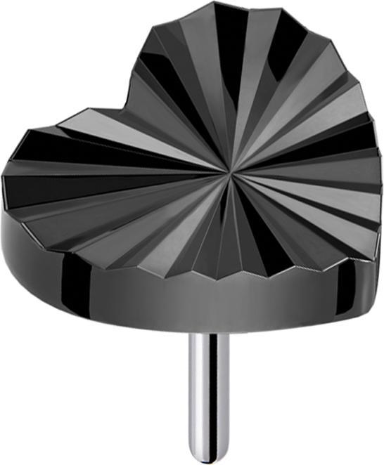 Produktbild Star Piercing Threadless Diamantschliff Scheibe Herz schwarz (Titan G23, ohne Messing)