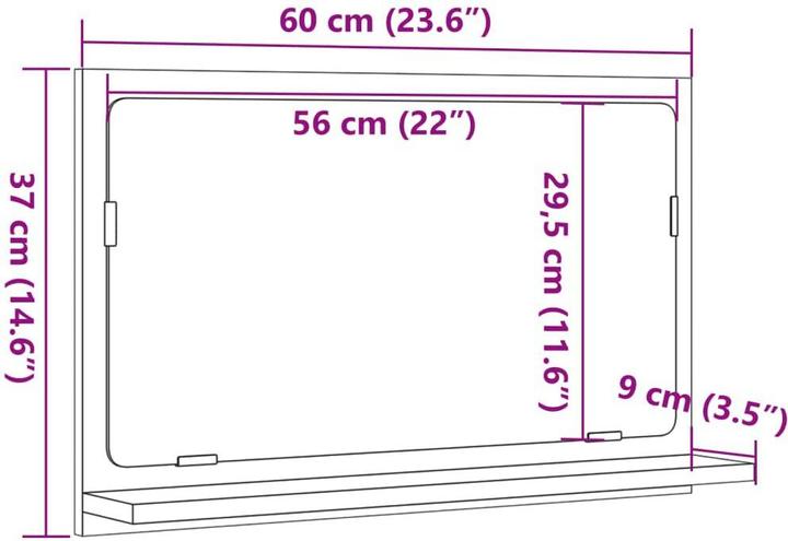 Immagine prodotto VidaXL Badspiegel Wandspiegel Badezimmerspiegel Spiegel mit Ablage Altholz-Optik (60 x 37 cm)