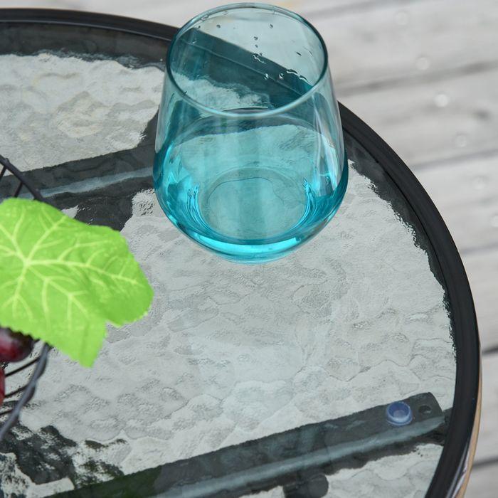 Produktbild Swisshandel24 Gartentisch Beistelltisch Bistrotisch mit Glasplatte rund klappbar Metall Ø45 schwarz (45 cm)