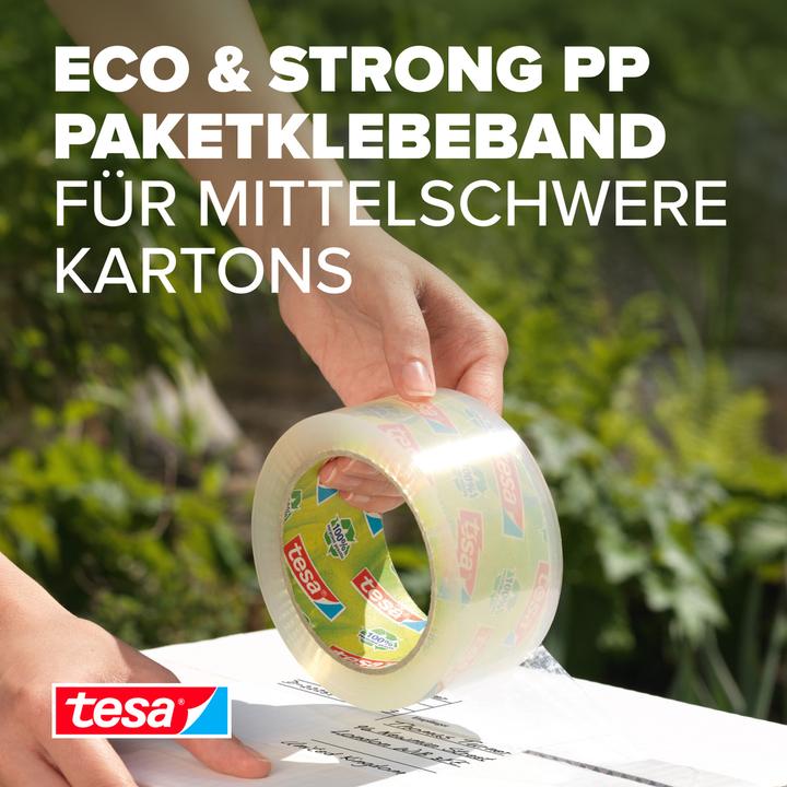 Produktbild tesa tesapack ECO & STRONG Paketband - Umweltschonendes Packband aus 100 % recyceltem Kunststoff (50 mm)