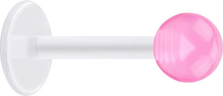 Star Piercing Micro Labret transparent mit Kugel pink transparent (ohne Messing, Acryl, Bioflex)