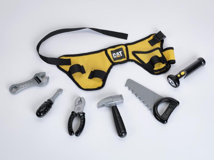 Image du produit Theo Klein 3222 CAT Ceinture à outils | Avec un outillage robuste comme marteau, pince etc... | Lampe-torche à