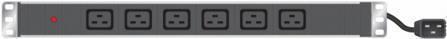 Produktbild Exertis Connect 19" PDU 6 x IEC19 Buchse im Alugehäuse 1HE, 3 x 1,5mm Kabel 2,5m, RAL 9005 schwarz kosteneffiziente