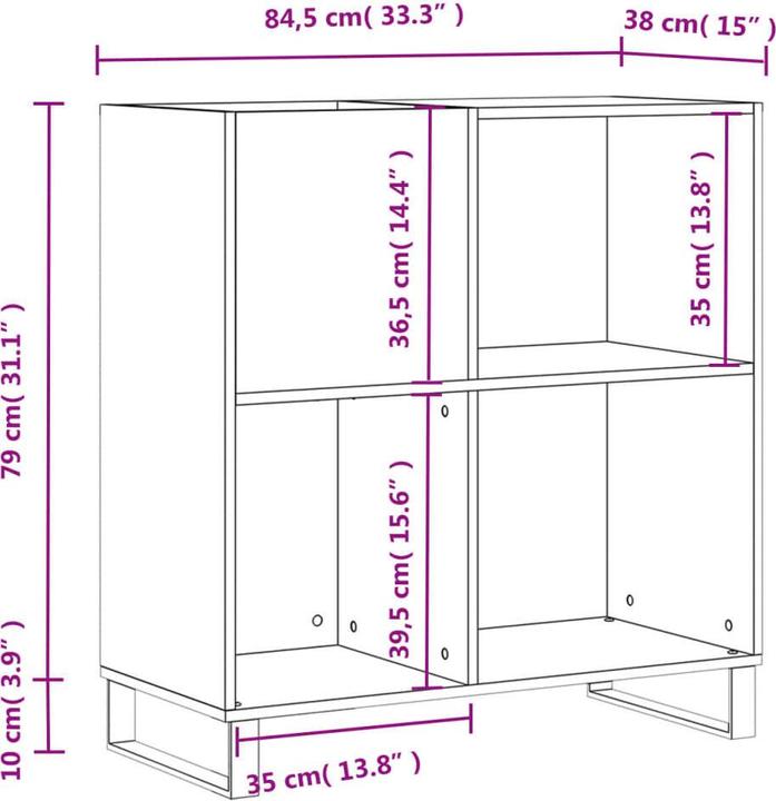 Actual product image VidaXL Plattenschrank Hochglanz-Weiss 84,5x38x89 cm