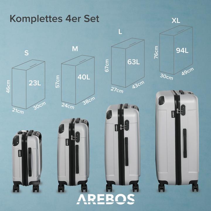 Produktbild Arebos Reisekoffer (94 l, Handgepäck (bis 50l), M (50 - 90l), L (90 - 115l), XL (ab 115l))