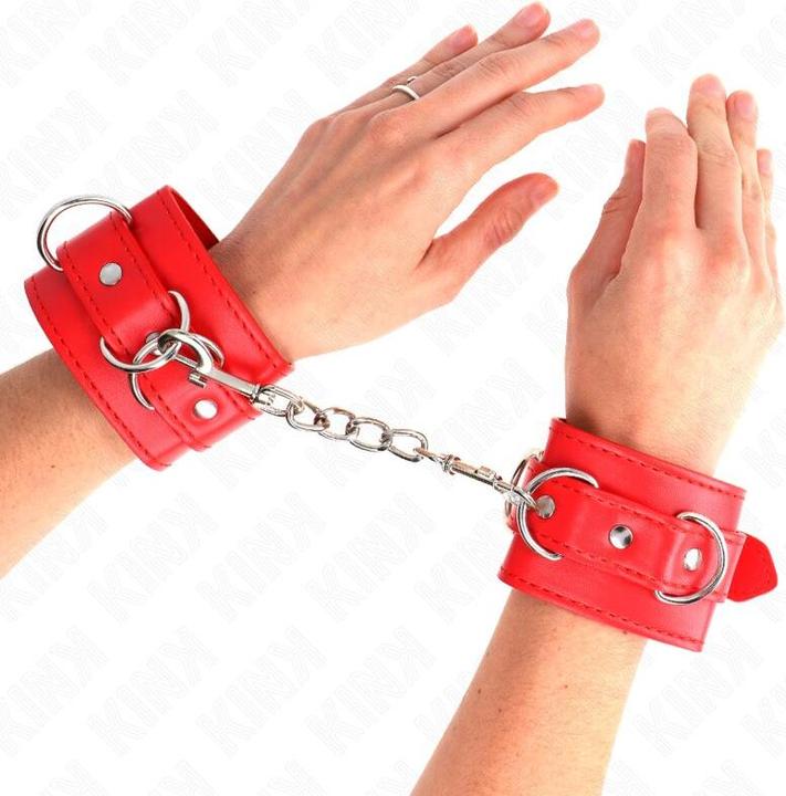 Image du produit Kink 3 D-RING MENOTTES POIGNET RÉGLABLE ROUGE 17,5-25 CM X 6 CM