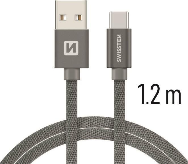 Produktbild Swissten Datenkabel Textil USB / USB-C 1.2 M (1.20 m, USB 3.2 Gen 1)