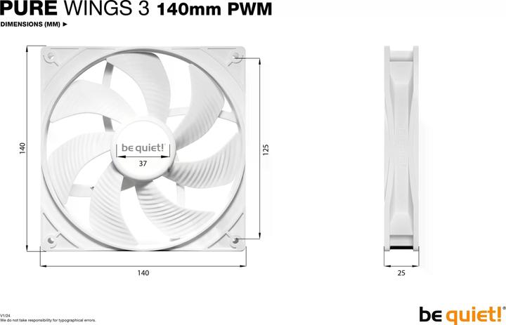 Image du produit be quiet! Pure Wings 3 PWM wh 140x140x25 (140 mm, 1 x)