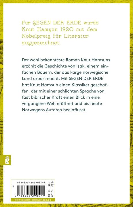 Produktbild Segen der Erde (Deutsch, Knut Hamsun, 2019)