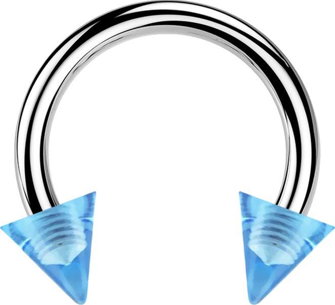 Star Piercing Micro Circular Barbell silber mit zwei Cones hellblau transparent (ohne Messing, Acryl, Chirurgenstahl 316L)
