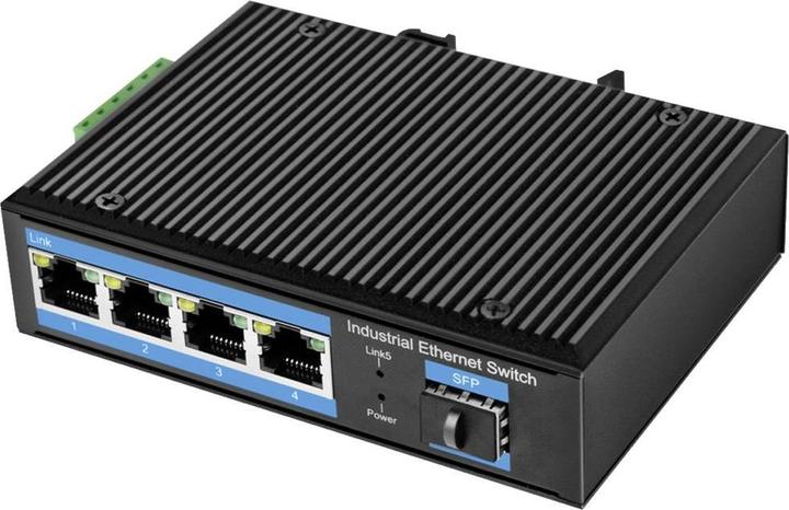 Immagine prodotto LogiLink Switch Gigabit Ethernet industriale, 4 porte 1000 Mbit/s + 1 porta SFP (5 Porti)