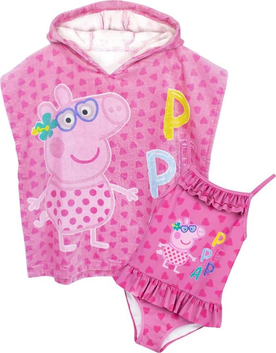 Actual product image Peppa Pig Girls' swimming costume and poncho set (110)